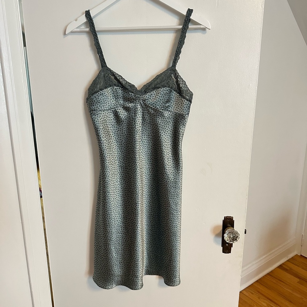 Satin Lace Trimmed Slip Dress